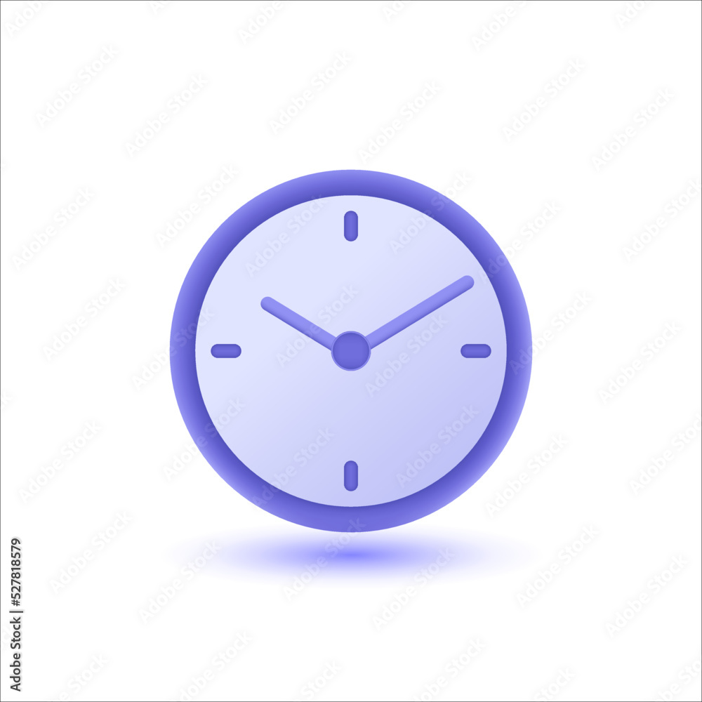 Circle clock 3d icon. Simple 3d render vector illustration on white background. alarm, time, schedule Circle clock 3d icon. Simple 3d render vector illustration on white background. alarm, time, schedule