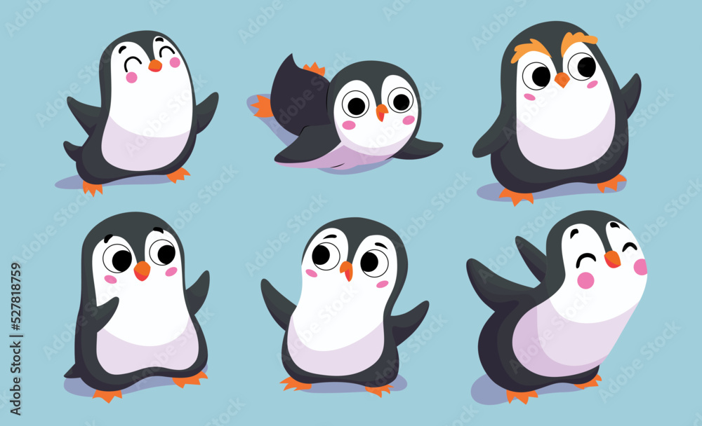 Fototapeta premium a collection of cute penguin vector illustrations