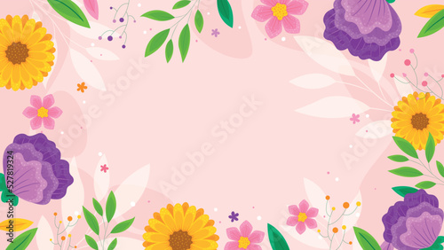 Colorful Floral Vector Frame Background 