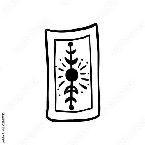 Three black tarot card. Magic occult tarot card. Engraving vector illustratio...