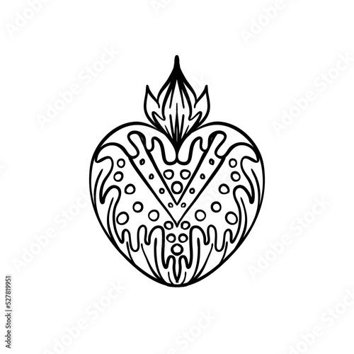 Medieval style heart tattoo. Vector illustration isolated on white. Spiritual...