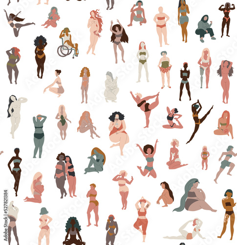 Body positive women seamless pattern.