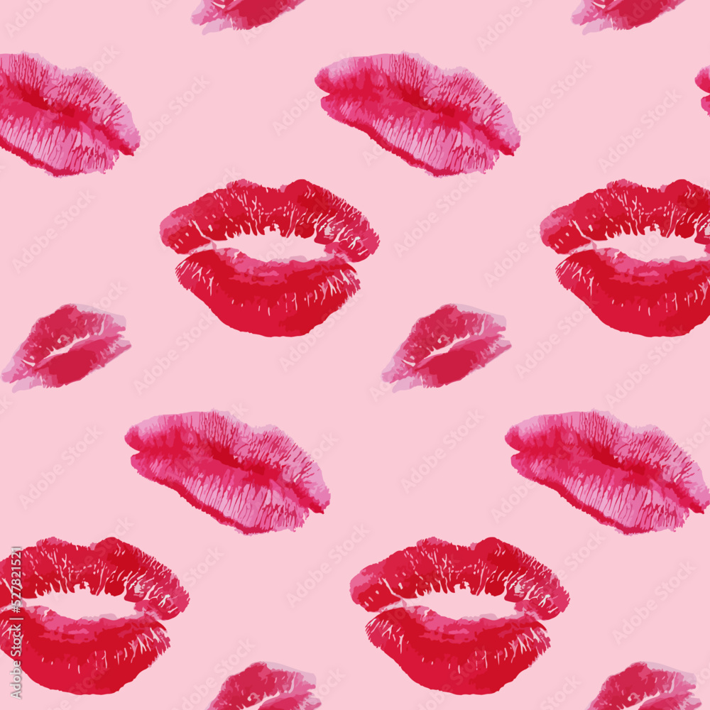 Fototapeta premium set of lips pattern romance pink bright