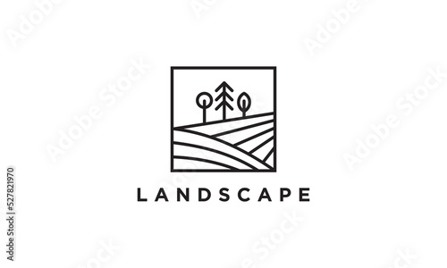 agriculture tree logo square combination, unique concept. farm symbol icon