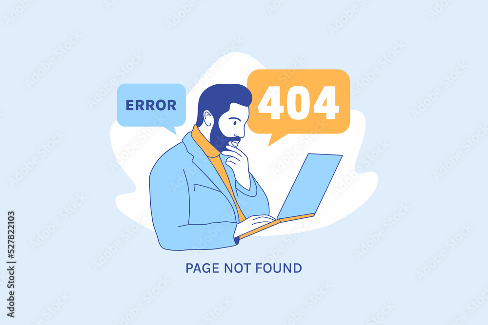 Illustrations Frustrated expression business man for Oops 404 error design concept landing page