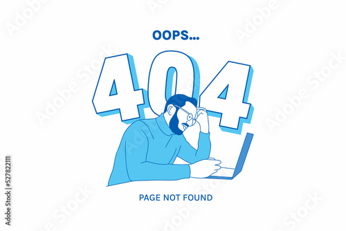 Illustrations Frustrated expression business man for Oops 404 error design concept landing page