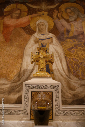 Sacred oil in Sainte Genevieve's cathedral, Nanterre.