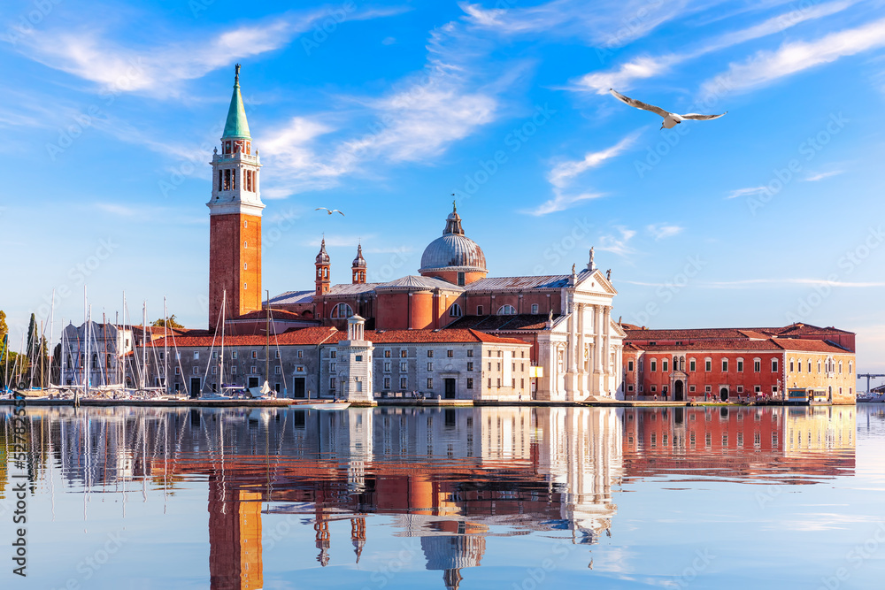 Famous San Giorgio Maggiore Island and its reflection, Venice, Italy