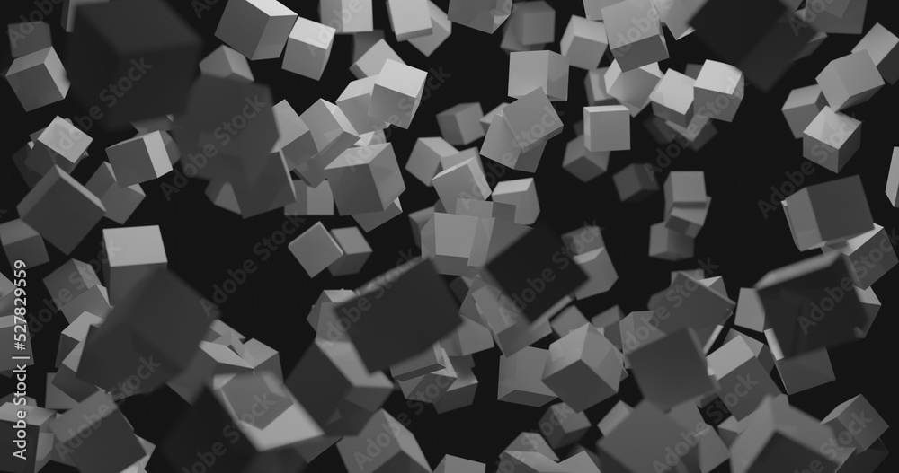abstract black and white background with boxes floating in the air abstract black and white background with boxes floating in the air