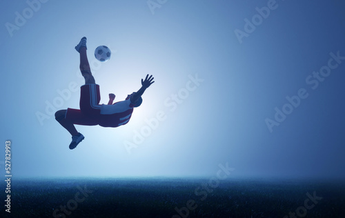 Football soccer player shooting a ball on goal #527829913