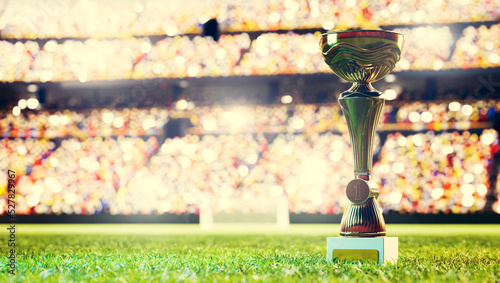 Soccer or football trophy cup on stadium #527829967