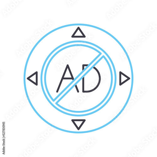 ad blocker line icon, outline symbol, vector illustration, concept sign
