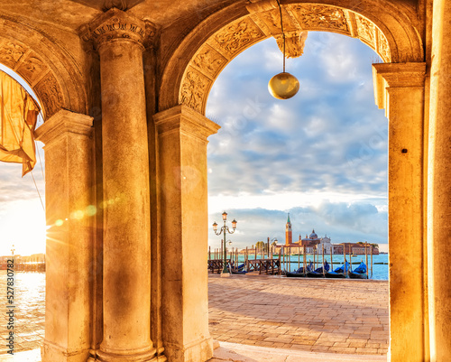Obraz na płótnie Venetian pier by San Giorgio Maggiore Island, Venice, Italy w salonie