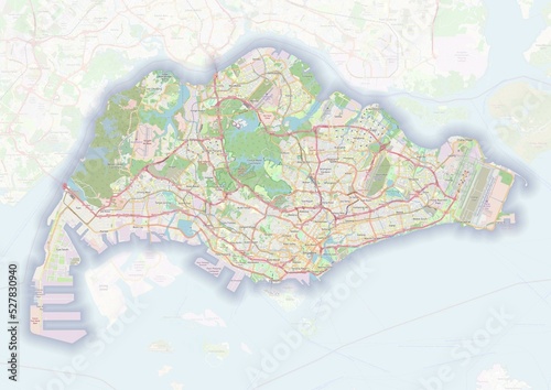 Singapore physical map with important rivers the capital and big cities