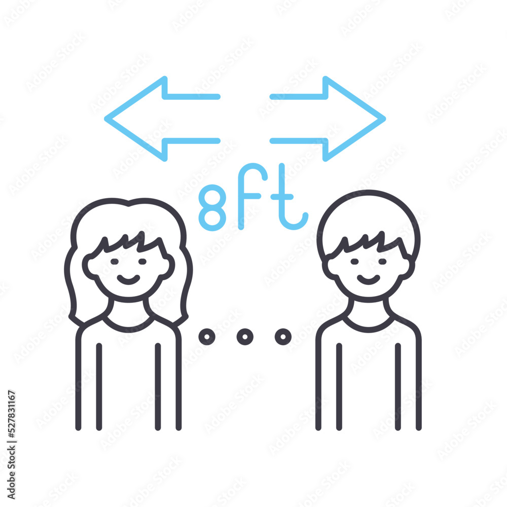 6ft Distance Line Sign 6ft distance line icon, outline symbol, vector illustration, concept ...