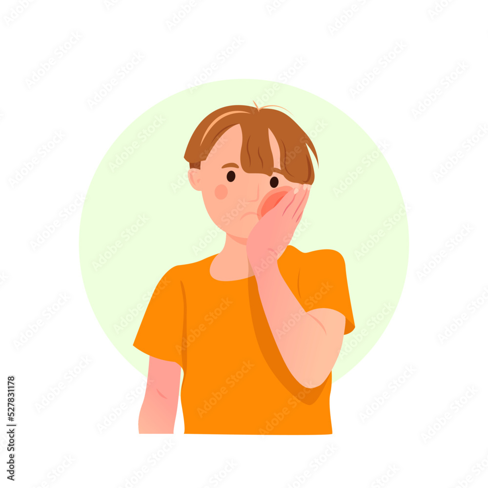 Little girl with rotten tooth and sore, holding his cheek. Little girl with rotten tooth and sore, holding his cheek.