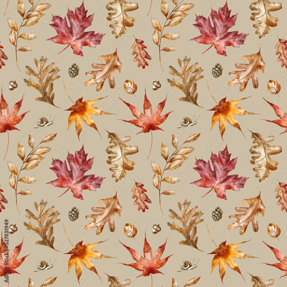 Watercolor autumn seamless pattern - Fall leaves Watercolor autumn seamless pattern - Fall leaves
