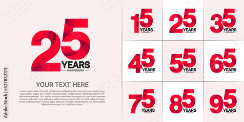 set of anniversary red color number for celebration event