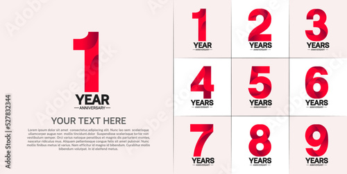 set of anniversary red color number for celebration event
