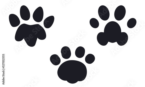 Set with three paws silhouettes, Vector illustration