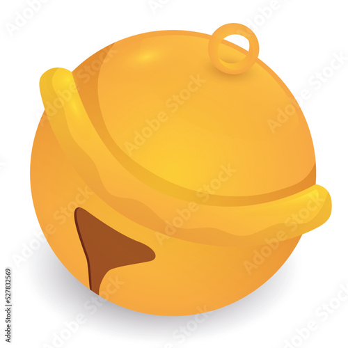 Golden tinkling bell over white background, Vector illustration