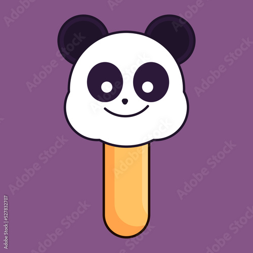 Cute Panda Face With ice cream stick fit for Mascot,Logo,cover,fashion,sticker,icon,business,etc