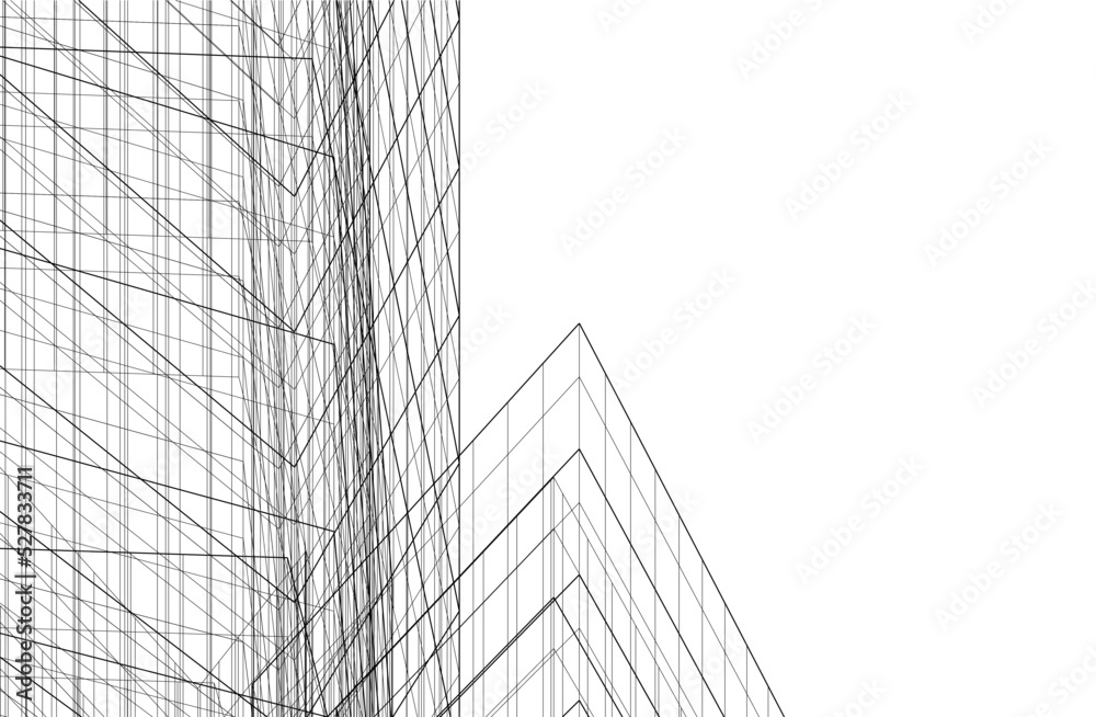 Linear architectural drawing vector illustration Linear architectural drawing vector illustration