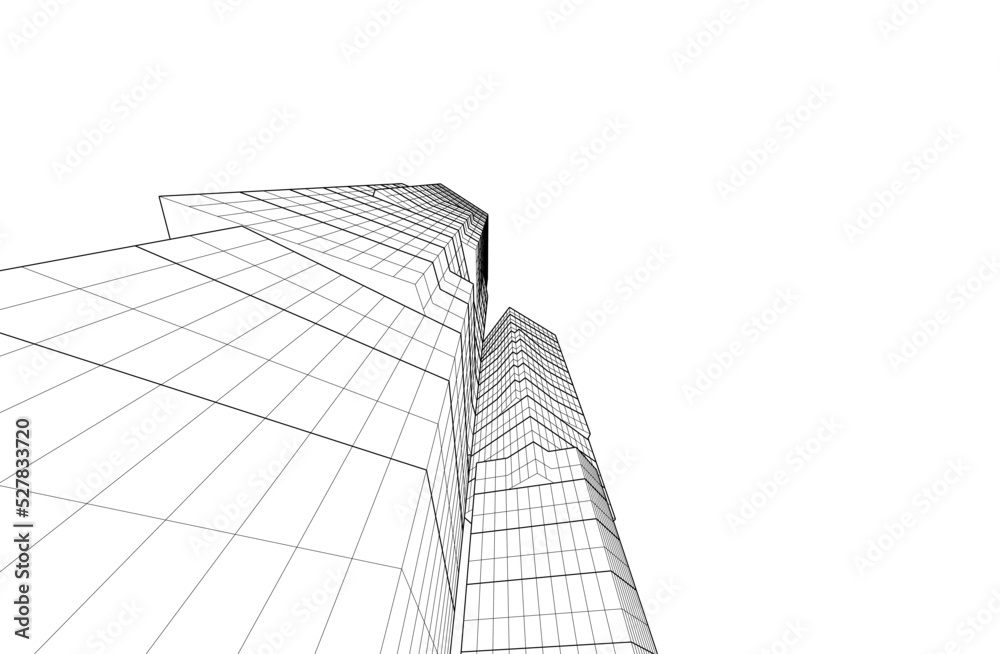 Modern architecture design 3d background vector illustration