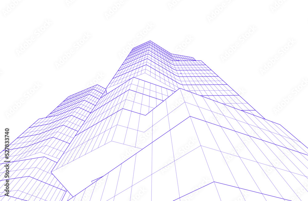 Fototapeta premium Linear architectural drawing vector illustration