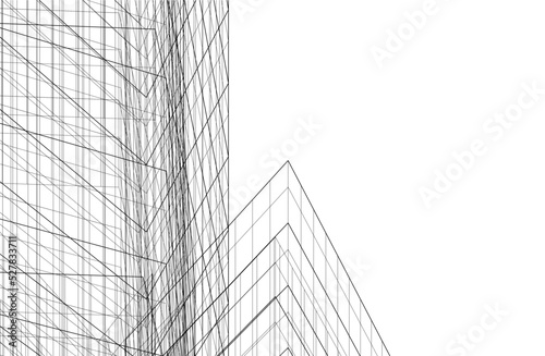 Linear architectural drawing vector illustration