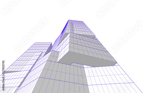 Linear architectural drawing vector illustration