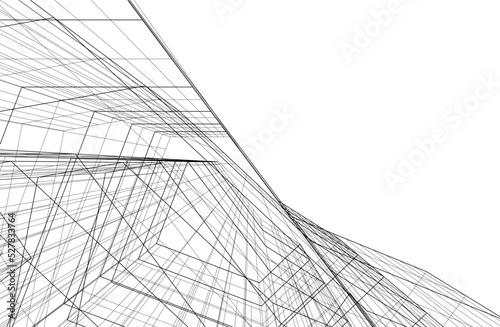 Linear architectural drawing vector illustration