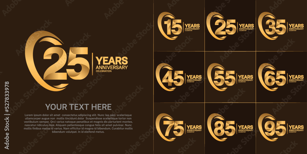 set of anniversary golden color number can be use for celebration event set of anniversary golden color number can be use for celebration event