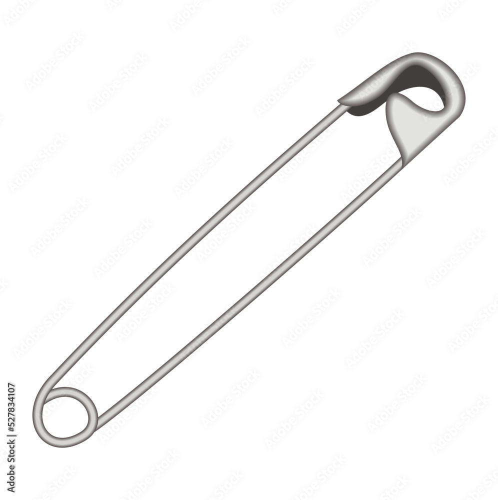 Safety pin. Vector monochrome illustration isolated on white background. Safety pin. Vector monochrome illustration isolated on white background.
