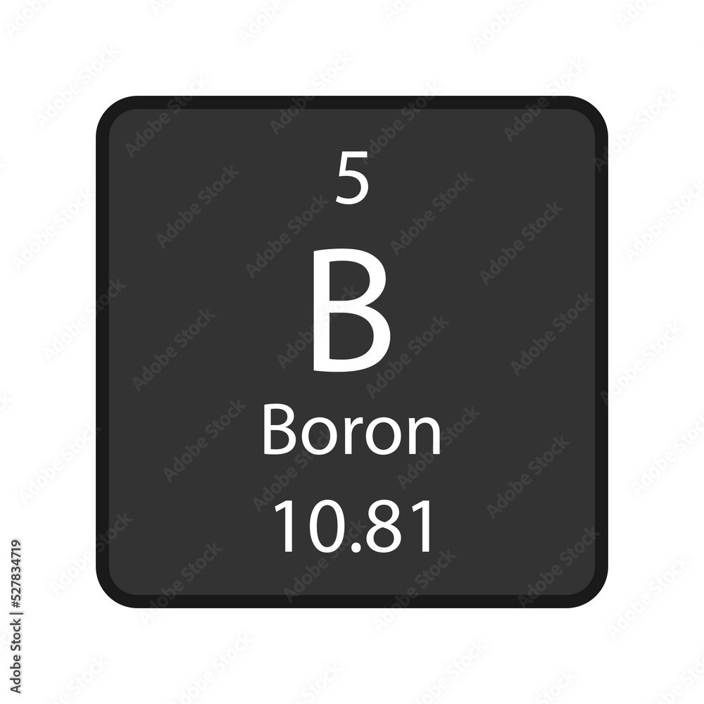 Boron symbol. Chemical element of the periodic table. Vector illustration. Boron symbol. Chemical element of the periodic table. Vector illustration.
