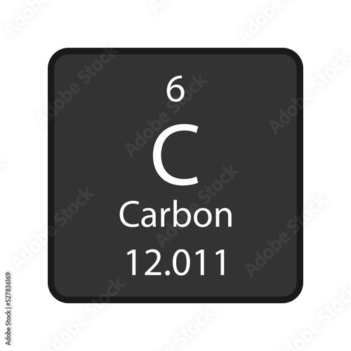 Carbon symbol. Chemical element of the periodic table. Vector illustration.