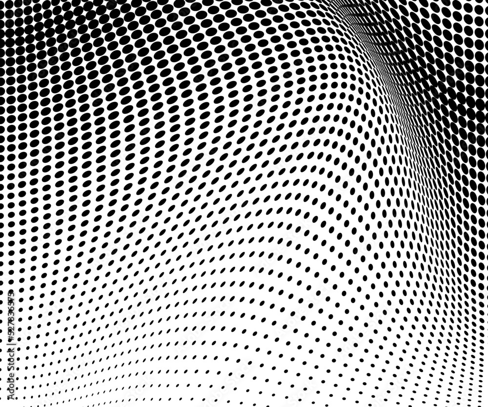 Black and white halftone texture flowing wave