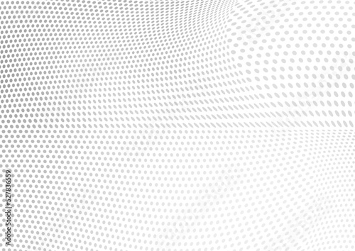 The halftone texture is chaotic monochrome. Abstract black and white waves background of dots. Backdrop for the design of websites  business cards  posters