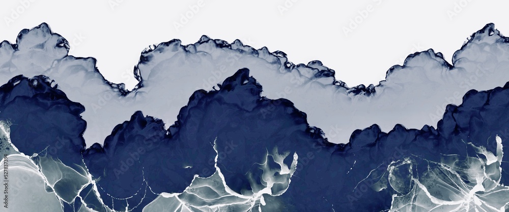 Fototapeta premium abstract fluid art painting with free copy space, alcohol ink, white canvas, smoke accent, contrast white, liquid design illustration , wallpaper background with random structure, original wall art 