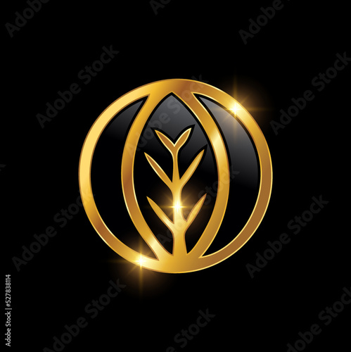 Golden Circle Leaf Nature Ecology Logo
