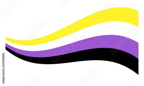 Nonbinary Pride Wavy Flag LGBTQ+ symbol Isolated vector illustration on white background