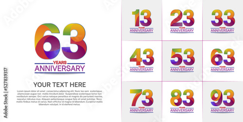 set of anniversary colorful color can be use for celebration event
