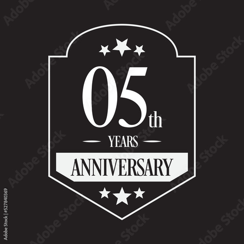 Luxury 5th years anniversary vector icon  logo. Graphic design element