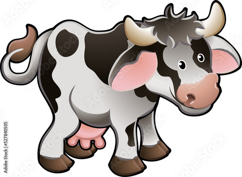 Cute Dairy Cow Vector Illus...