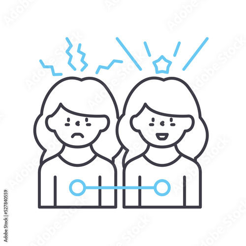 borderline personality disorder line icon, outline symbol, vector illustration, concept sign