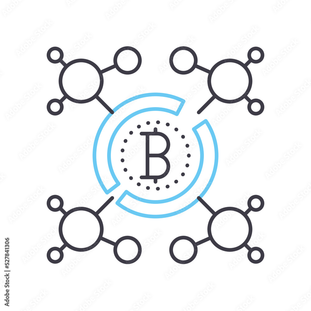 blockchain technology line icon, outline symbol, vector illustration, concept sign blockchain technology line icon, outline symbol, vector illustration, concept sign