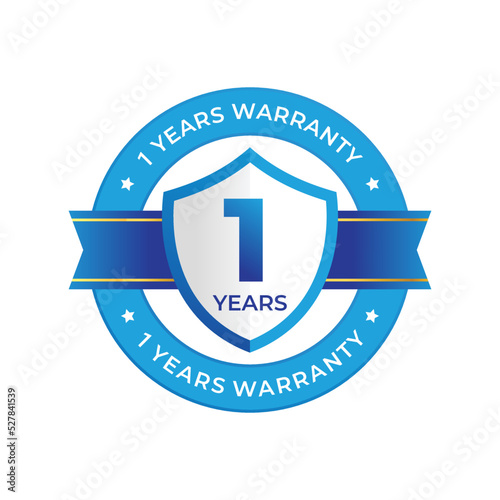1 years warranty. label, sticker, seal, badge, icon, logo, sign. round minimalist vector warranty label
