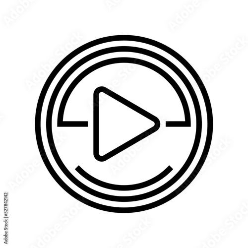 play arrow line icon vector. play arrow sign. isolated contour symbol black illustration