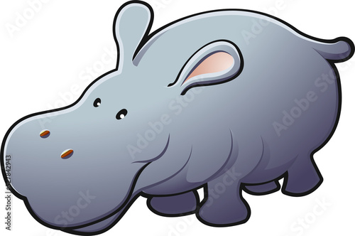 Cute Friendly Hippo Vector ...