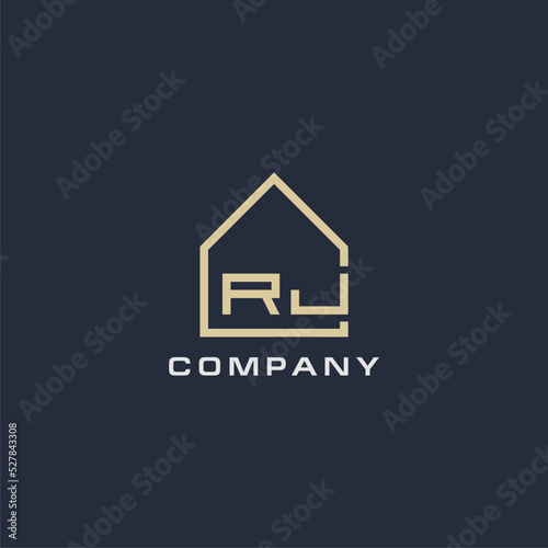 Initial letter RJ real estate logo with simple roof style design ideas